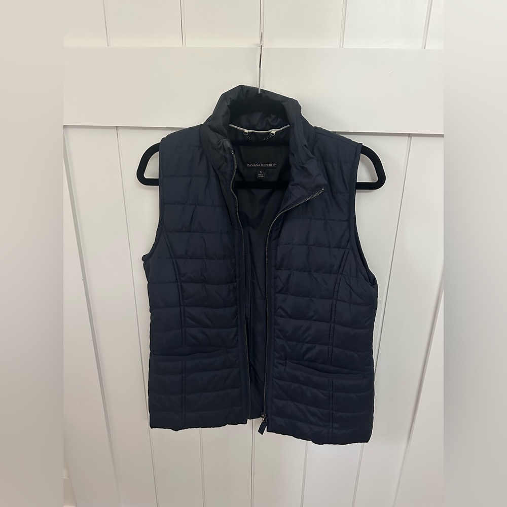 Navy Blue Quilted Vest - Banana Republic